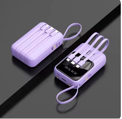 004:2024 NEW Digital Display Power Bank Comes With 4 Wires Large Capacity PowerBank Mobile Phone External Battery For Xiaomi iPhone