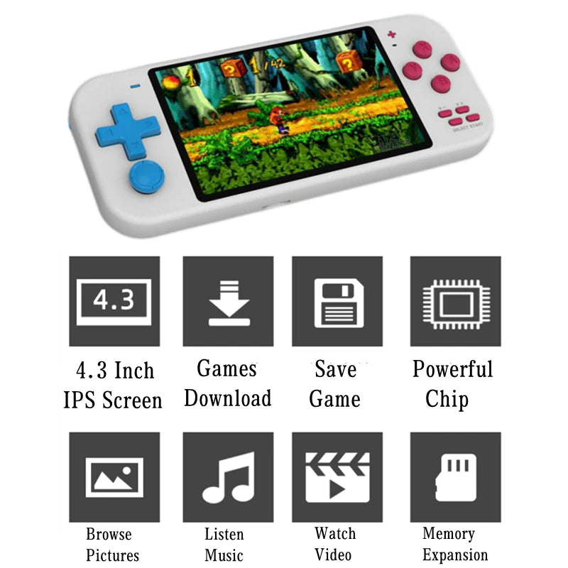 Fashion Mini Portable Game Console With Games 4.3 Inch HD Screen 8GB 32GB Thousands Free Games X20 Mini Video Game Machine