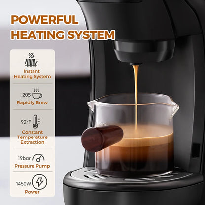 Cafelffe Coffee Machine 3in1 Hot/Cold Multiple Capsule Espresso Maker DG Cappuccino Nexpresso Capsule Powder cafeteria 19Bar