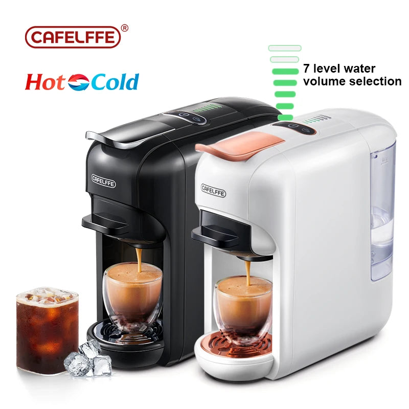 Cafelffe 5-in-1 Multiple Capsule Coffee Machine DG Cappuccino Nespresso Capsule ESE Pod Ground Coffee Cafeteria 19Bar Hot/Cold