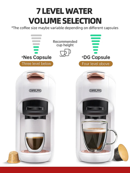 Cafelffe 5-in-1 Multiple Capsule Coffee Machine DG Cappuccino Nespresso Capsule ESE Pod Ground Coffee Cafeteria 19Bar Hot/Cold