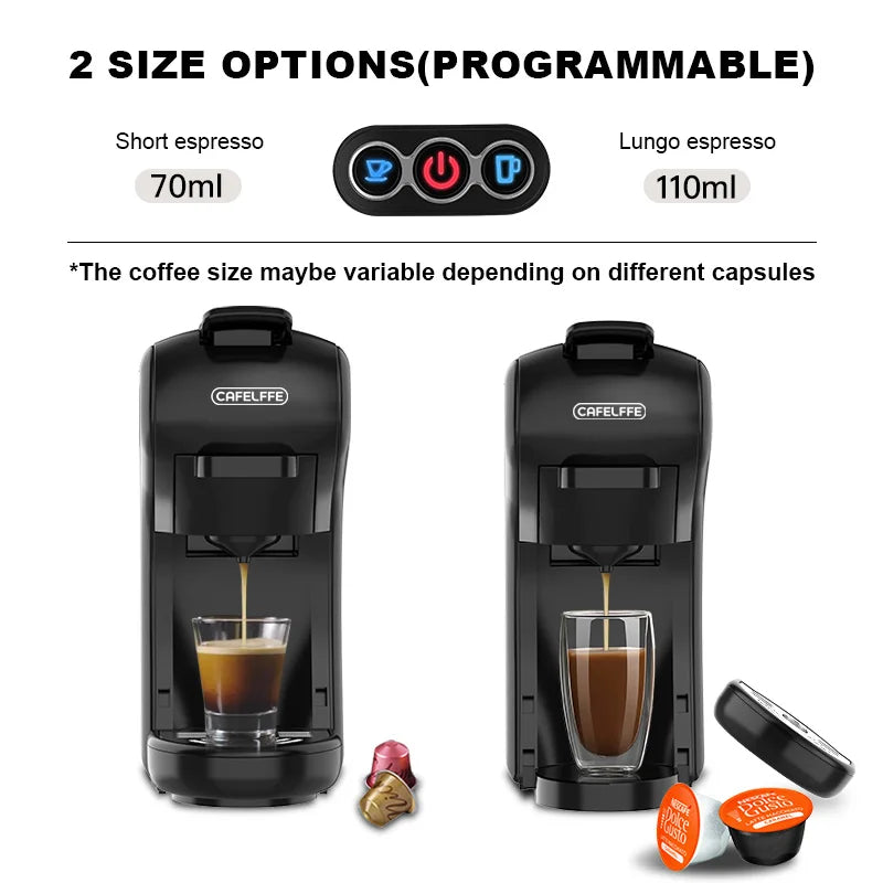 Cafelffe Coffee Machine 3in1 Hot/Cold Multiple Capsule Espresso Maker DG Cappuccino Nexpresso Capsule Powder cafeteria 19Bar