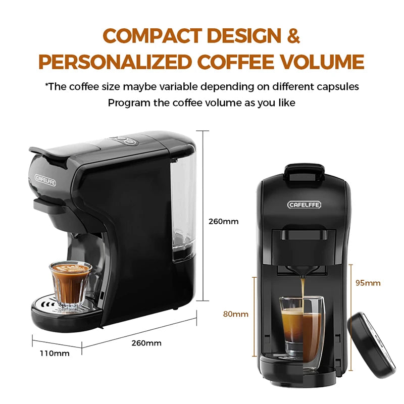 Cafelffe Coffee Machine 3in1 Hot/Cold Multiple Capsule Espresso Maker DG Cappuccino Nexpresso Capsule Powder cafeteria 19Bar